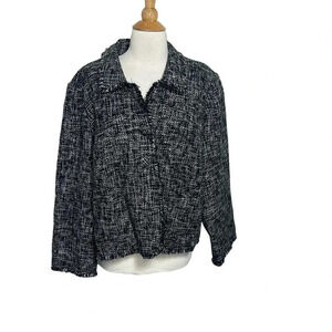 Relativity 20W black tweed blazer with fringe‎ NWT